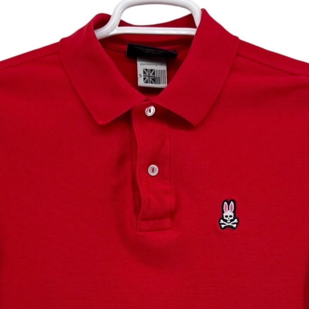 Psycho Bunny Mens Red Pima Cotton Short Sleeve Polo Shirt Size 5 Small
